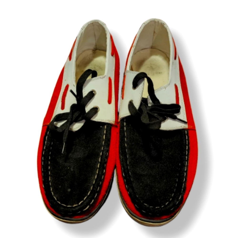 Polo boat shoes size 45 black red and white